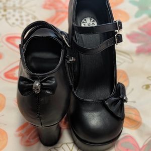 Black platform Mary Janes